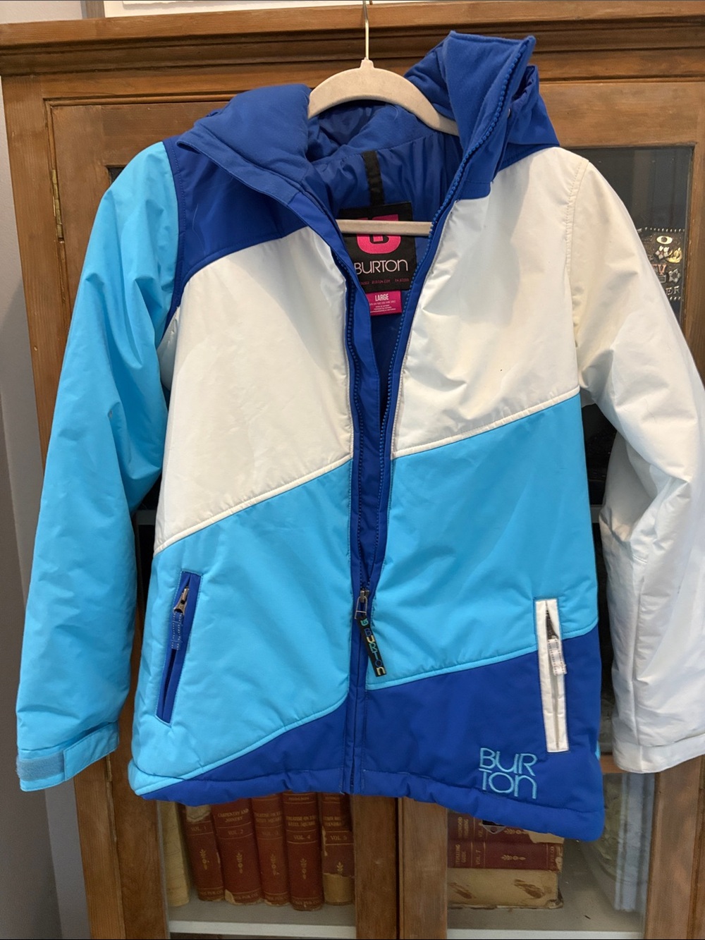Burton Girls Blue White Colorblock Puffer Jacket